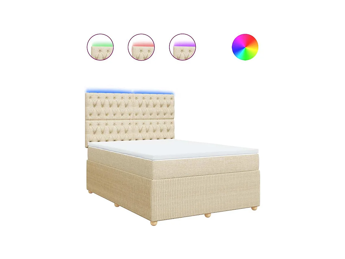 Sommier à lattes de lit avec matelas Crème 140x190 cm Tissu