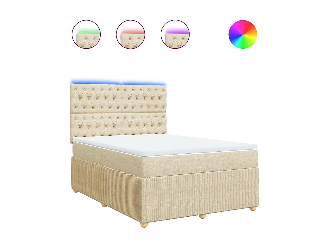 Boxspringbett mit Matratze Creme 140x190 cm Stoff
