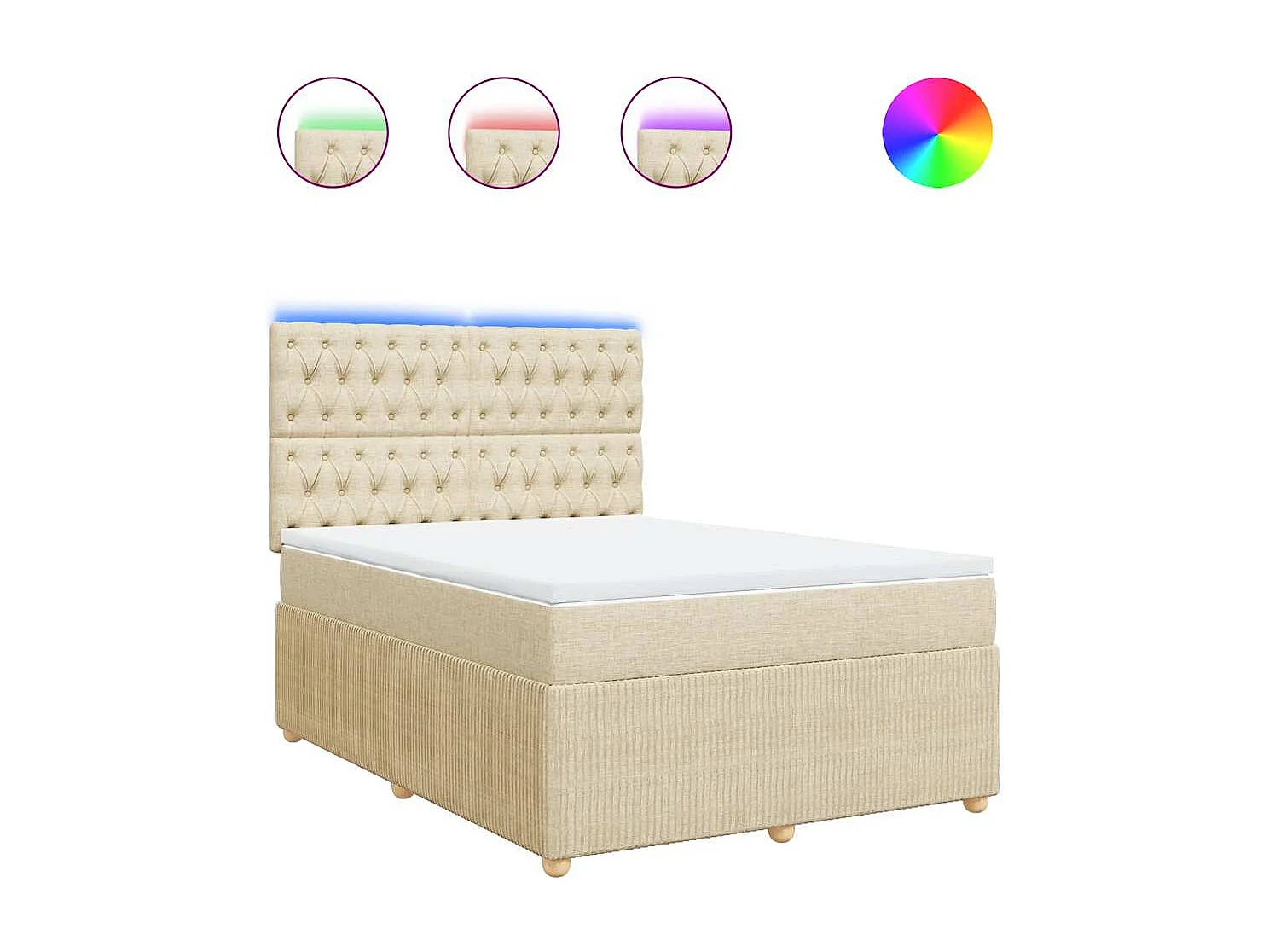 Boxspringbett mit Matratze Creme 140x190 cm Stoff