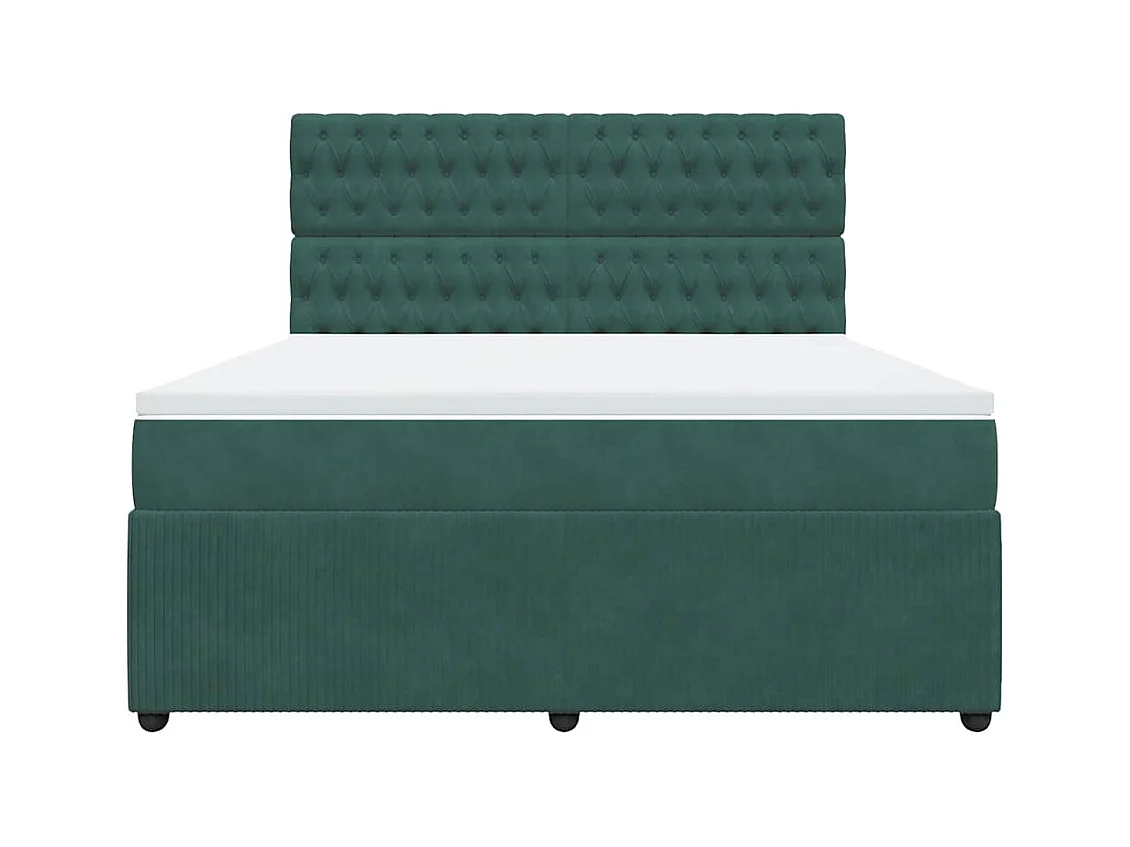 Cama box spring con colchón terciopelo verde oscuro 180x200 cm