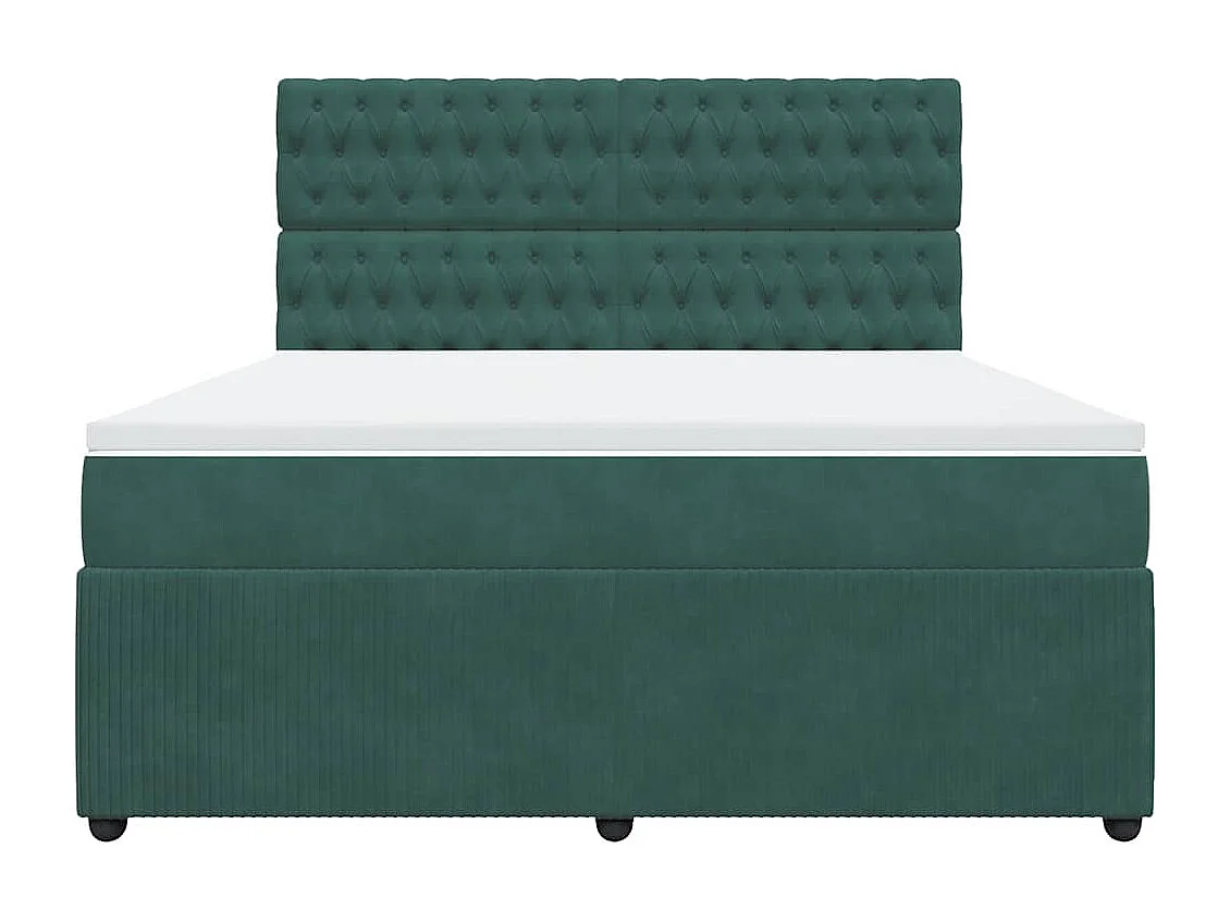 Cama com molas/colchão 180x200 cm veludo verde-escuro