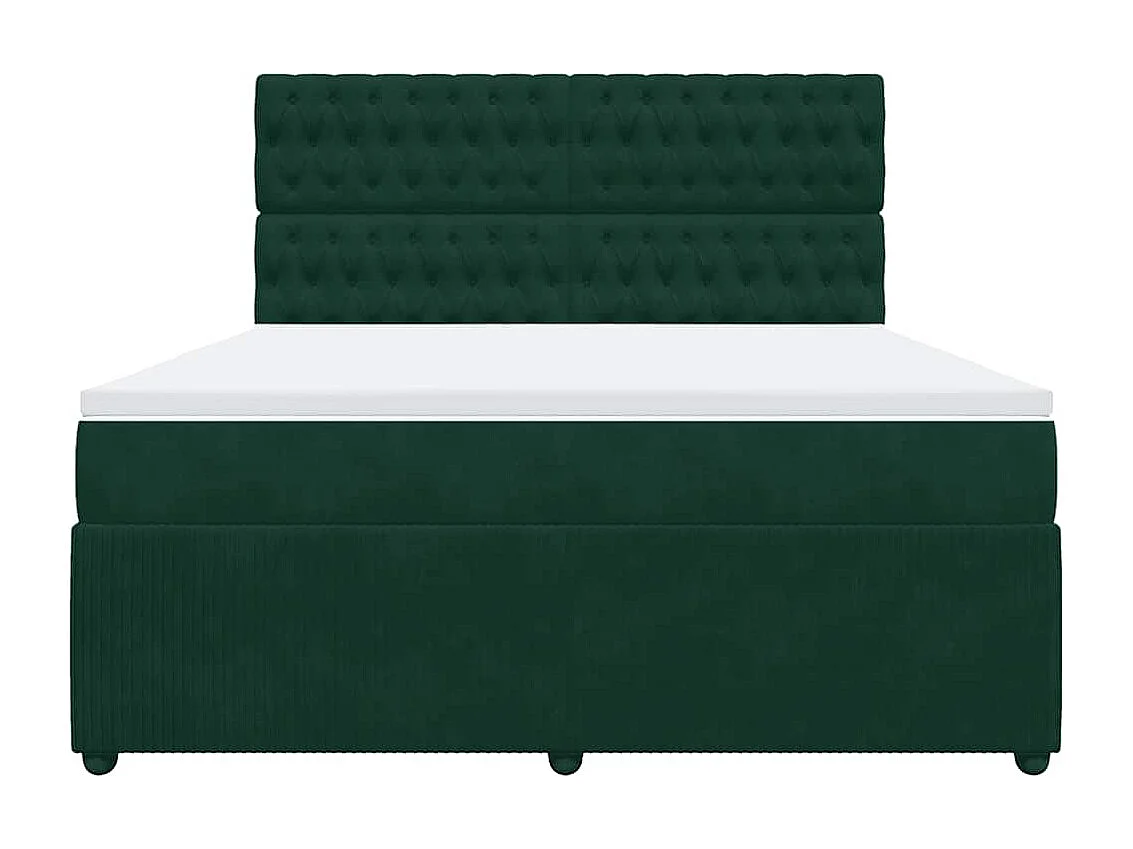 Sommier à lattes de lit et matelas Vert foncé 180x200cm Velours
