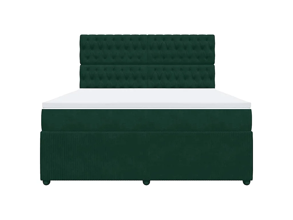 Cama box spring con colchón terciopelo verde oscuro 180x200 cm