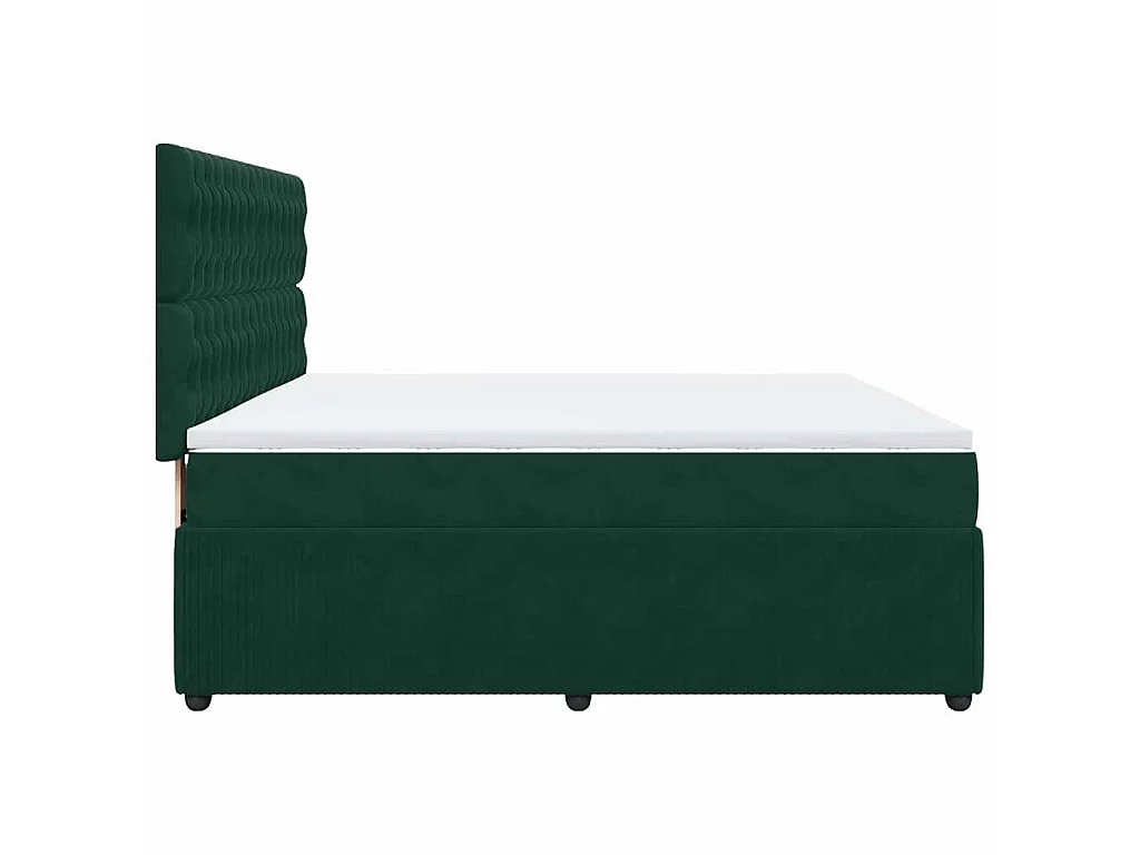 Cama box spring con colchón terciopelo verde oscuro 180x200 cm
