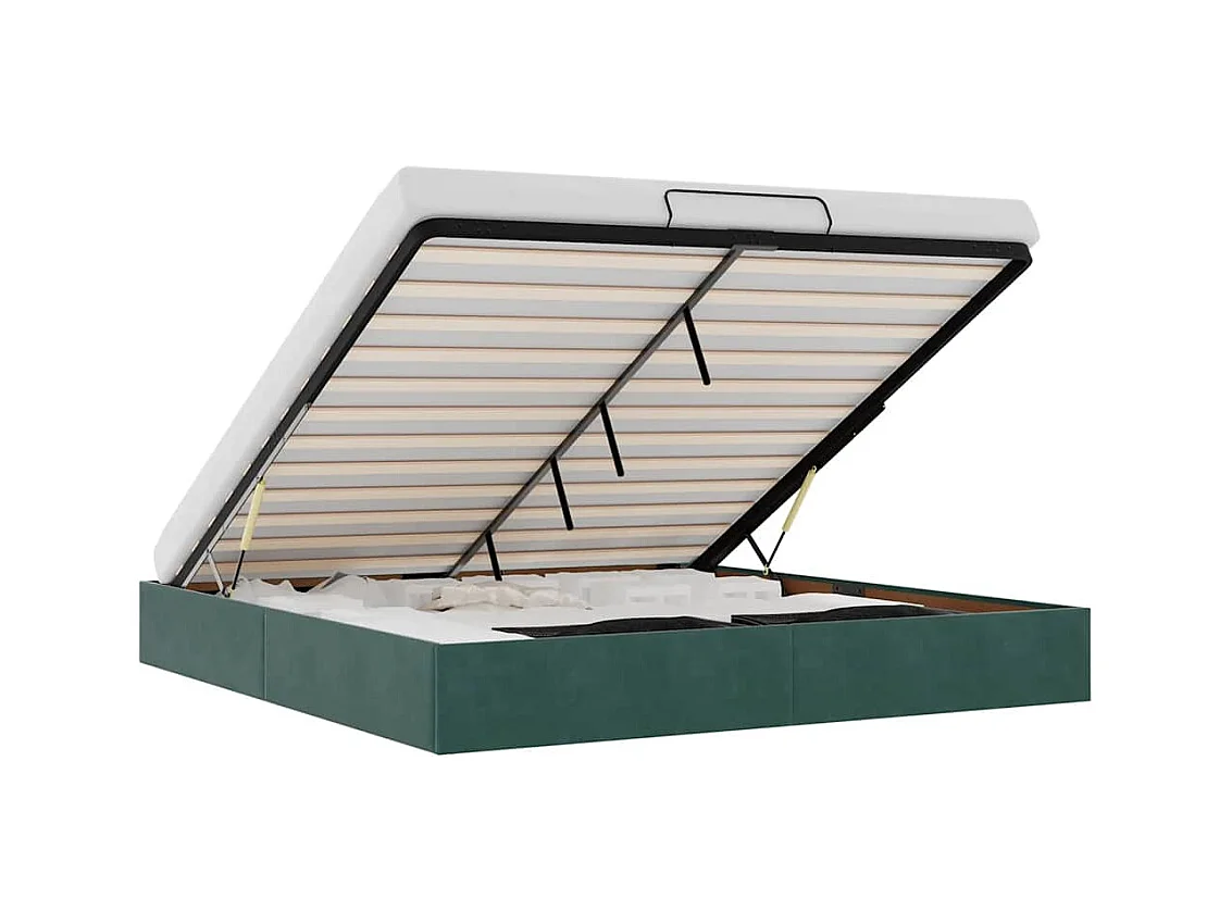 Cadre de lit ottoman sans matelas vert foncé 160x200 cm velours
