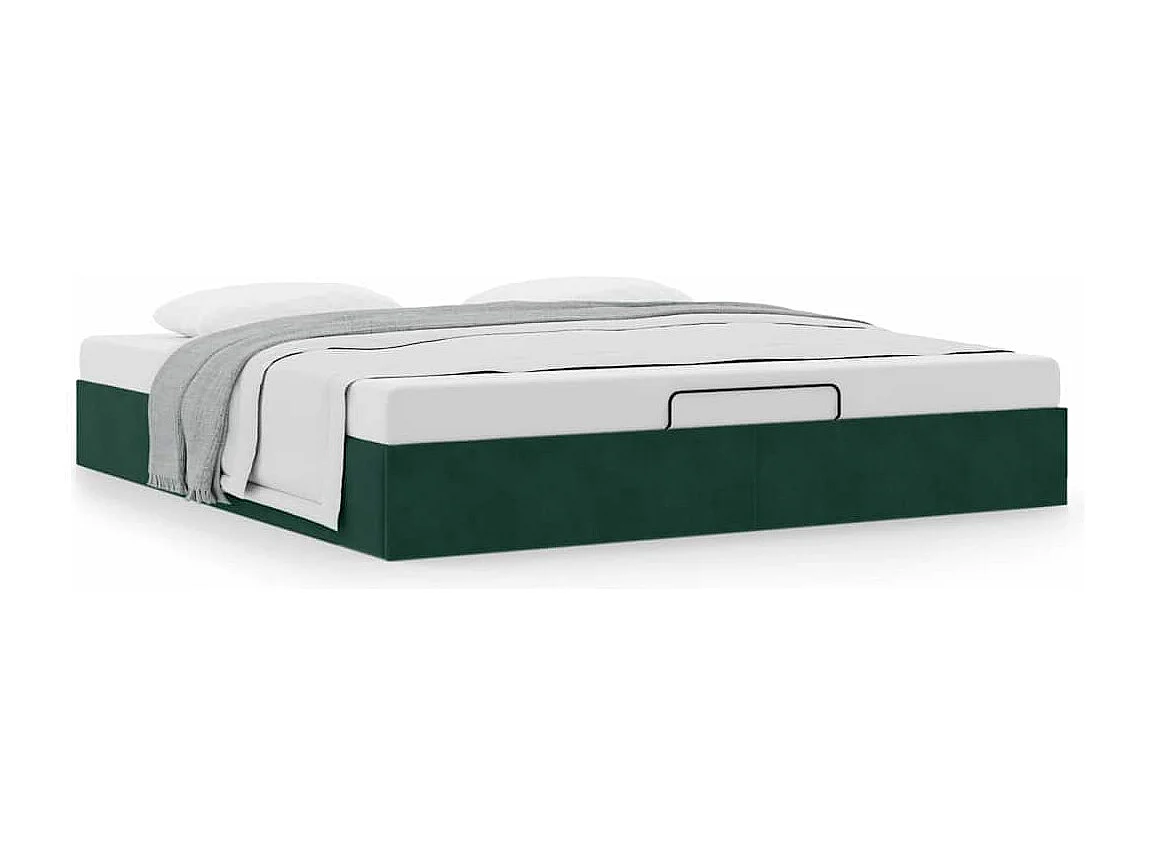 Cadre de lit ottoman sans matelas vert foncé 160x200 cm velours
