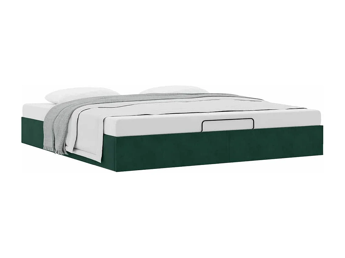 Cadre de lit ottoman sans matelas vert foncé 160x200 cm velours