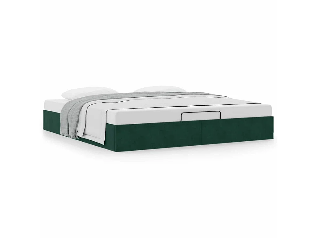 Cadre de lit ottoman sans matelas vert foncé 160x200 cm velours