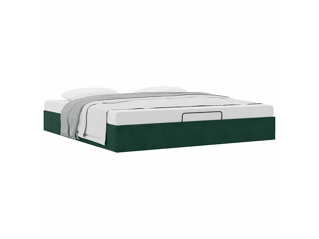 Cadre de lit ottoman sans matelas vert foncé 160x200 cm velours