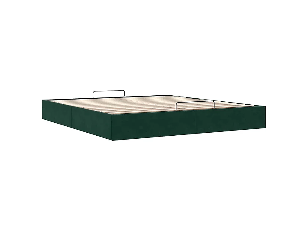 Cadre de lit ottoman sans matelas vert foncé 160x200 cm velours