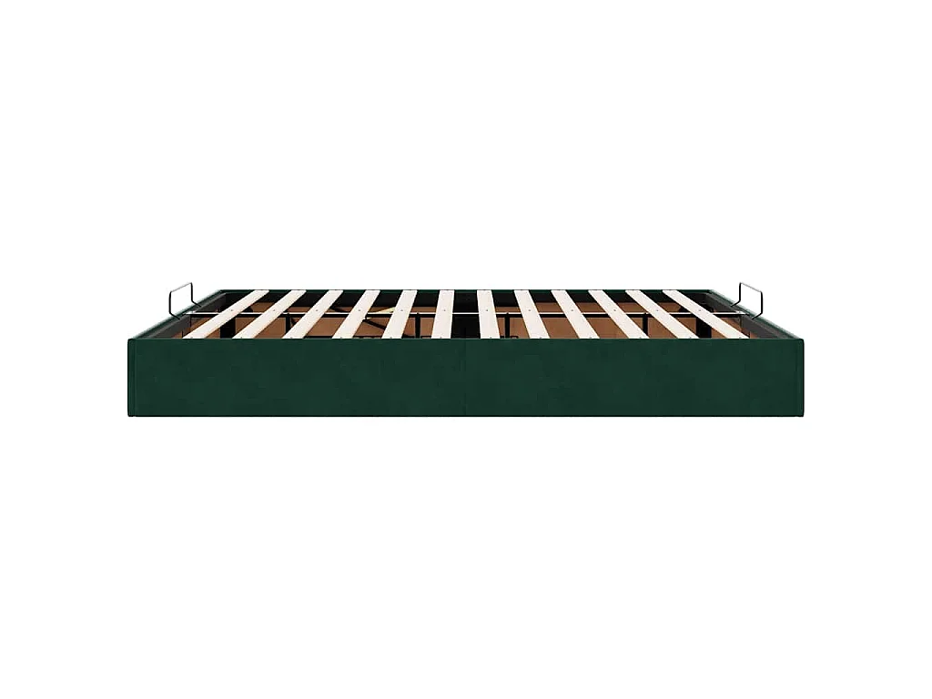 Cadre de lit ottoman sans matelas vert foncé 160x200 cm velours
