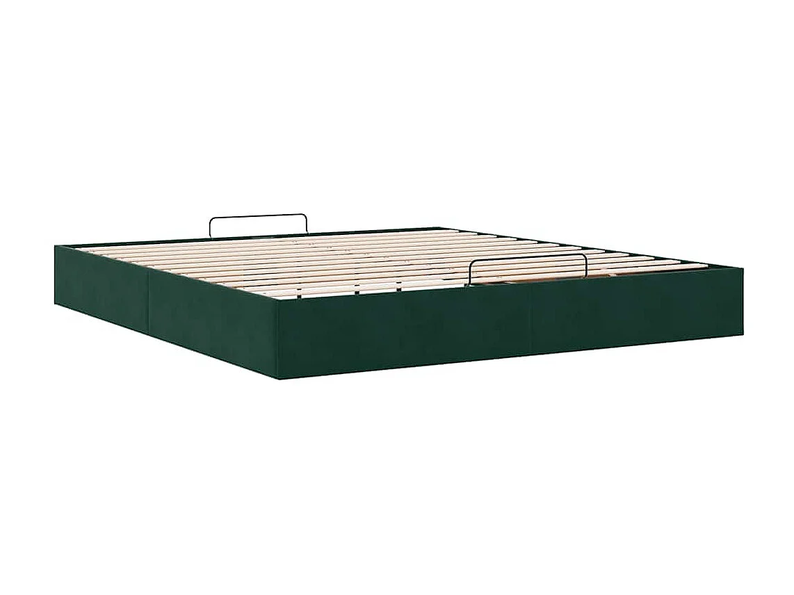 Cadre de lit ottoman sans matelas vert foncé 160x200 cm velours
