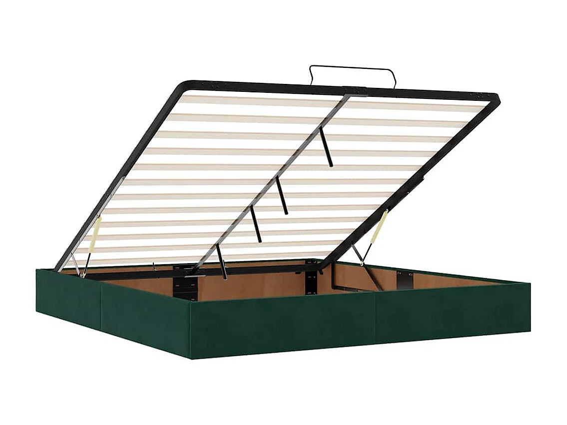Cadre de lit ottoman sans matelas vert foncé 160x200 cm velours