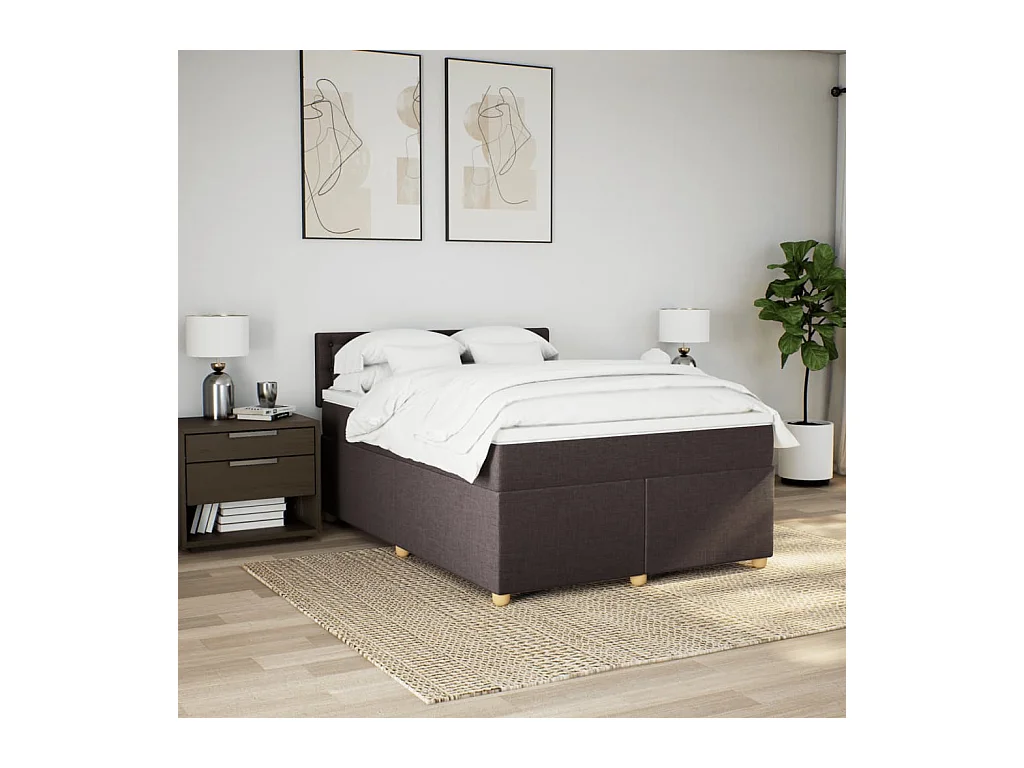 Sommier à lattes de lit avec matelas Marron foncé 140x200 cm