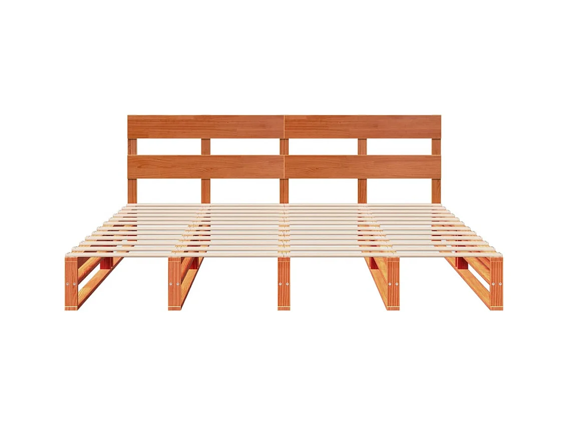 Cadre de lit sans matelas cire marron 180x200cm bois pin massif