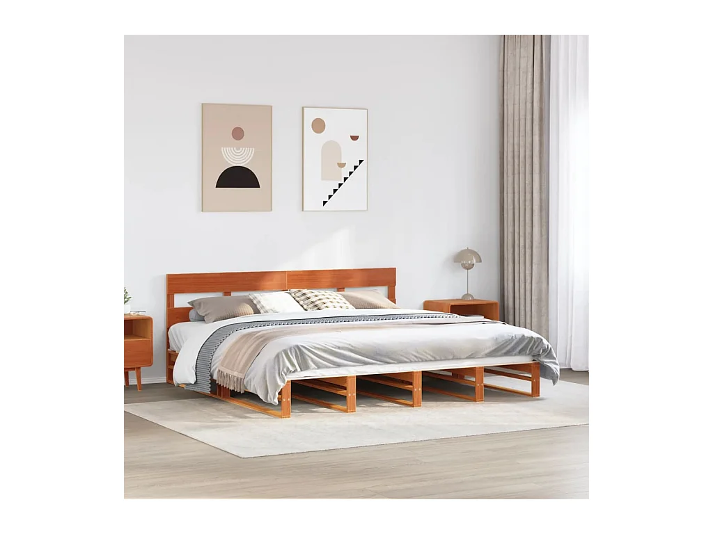 Bedframe zonder matras massief grenenhout wasbruin 180x200 cm