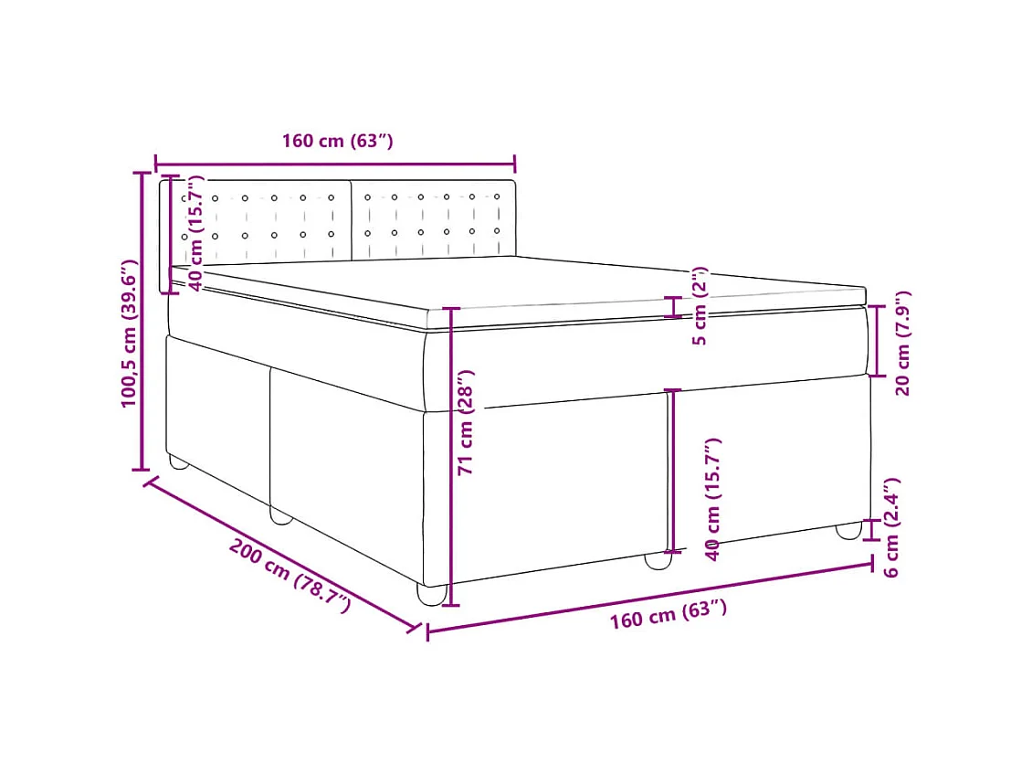 Boxspring met matras stof blauw 160x200 cm