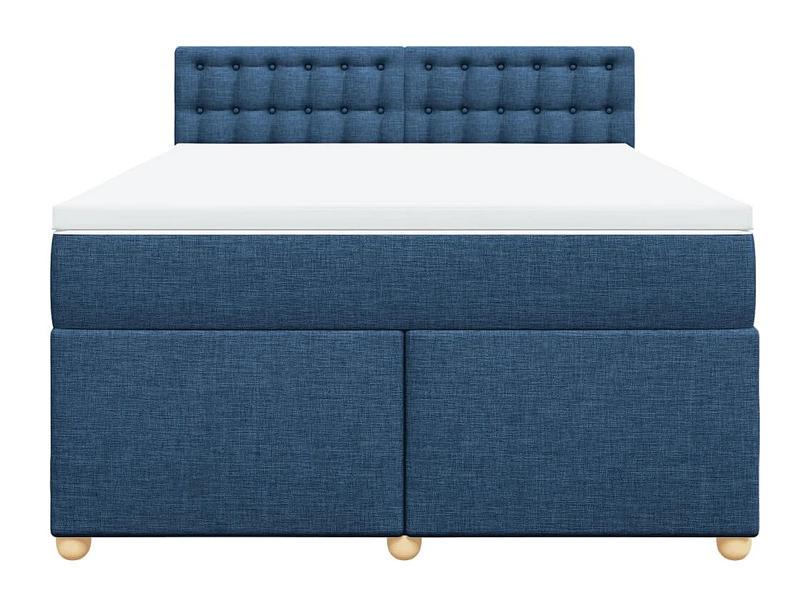 Sommier à lattes de lit avec matelas Bleu 160x200 cm Tissu