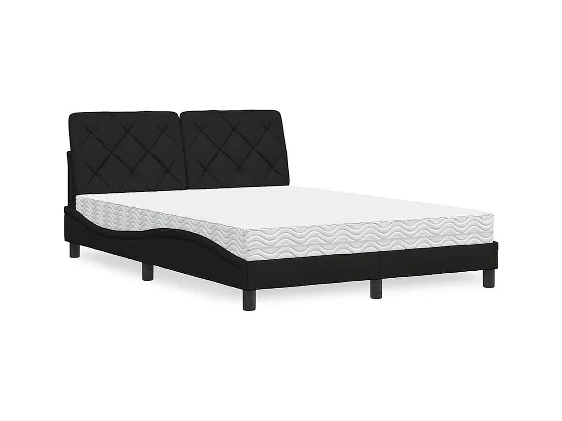 Cama com colchão 140x190 cm tecido preto