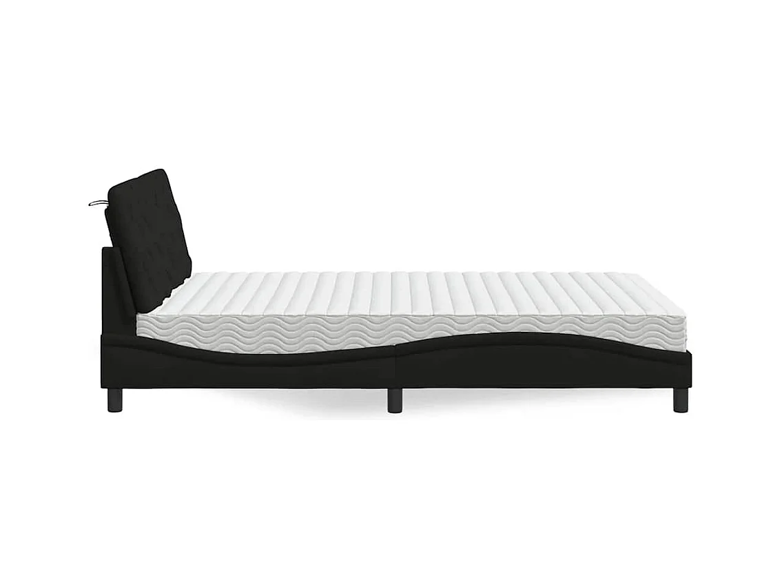 Cama com colchão 140x190 cm tecido preto