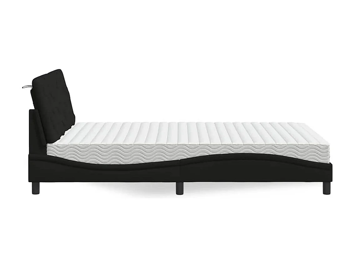 Bett mit Matratze Schwarz 140x190 cm Stoff