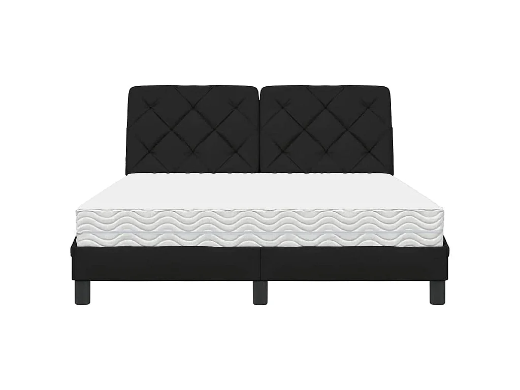 Letto con Materasso Nero 140x190 cm in Tessuto