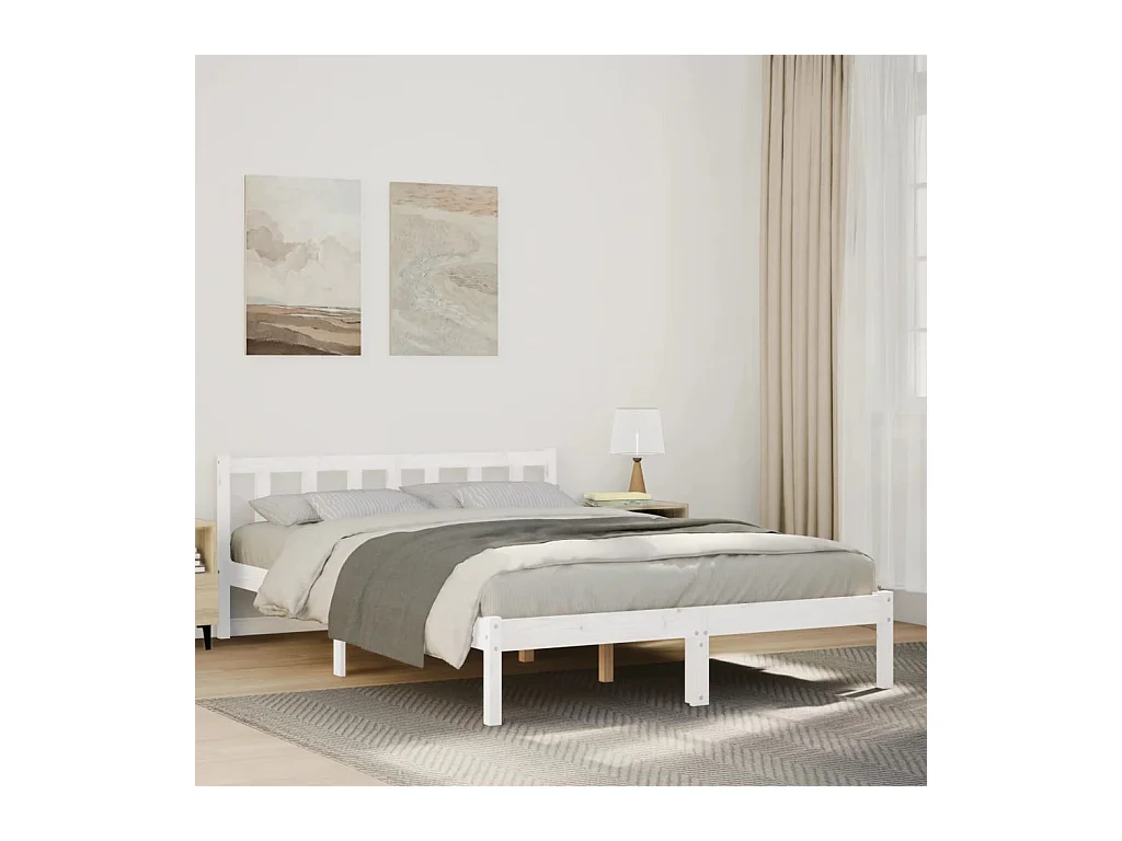 Cadre de lit extra long sans matelas 140x220 cm bois massif pin