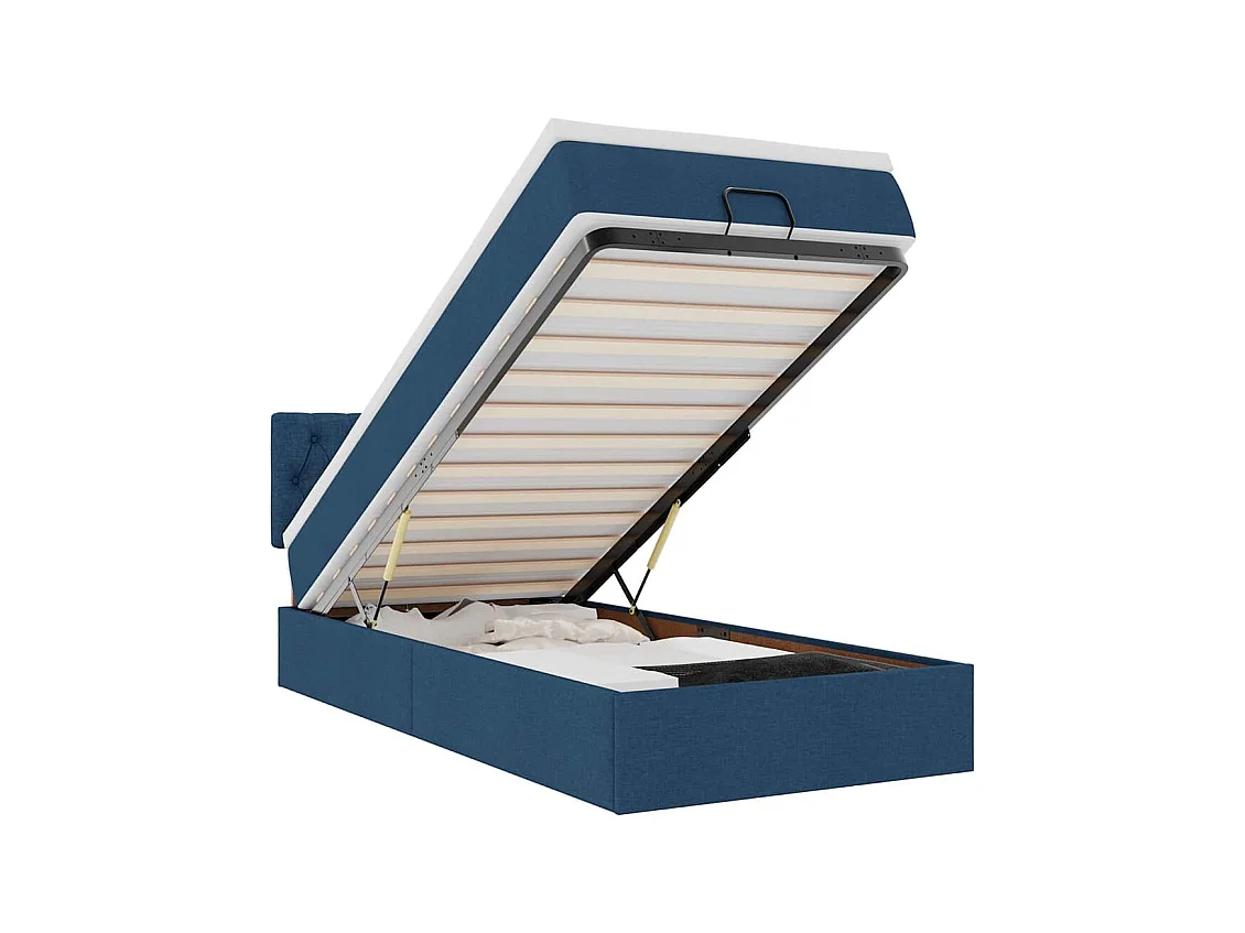 Cama otomana com colchão 90x200 cm tecido azul