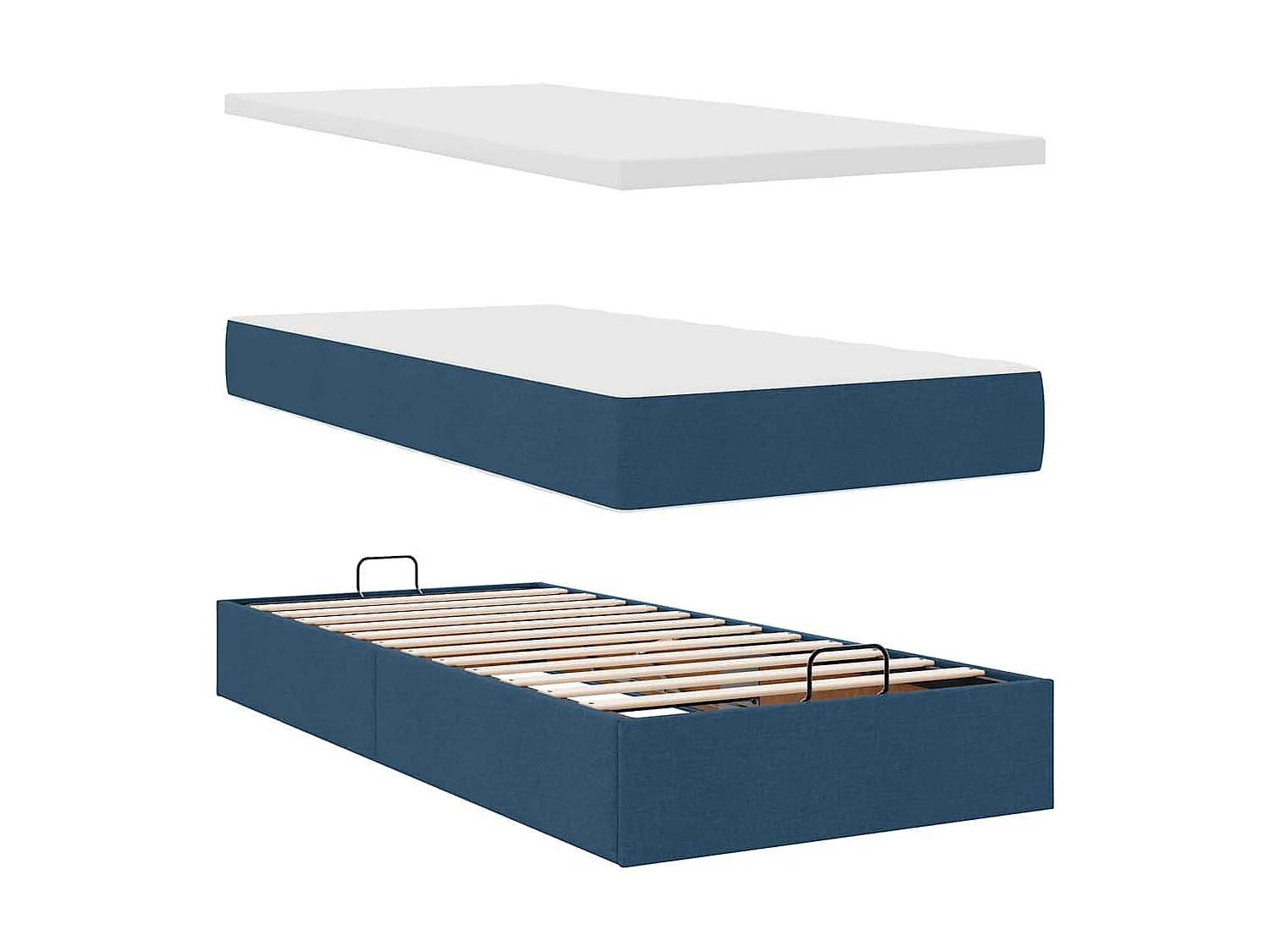 Bed met matras 90x200 cm stof blauw