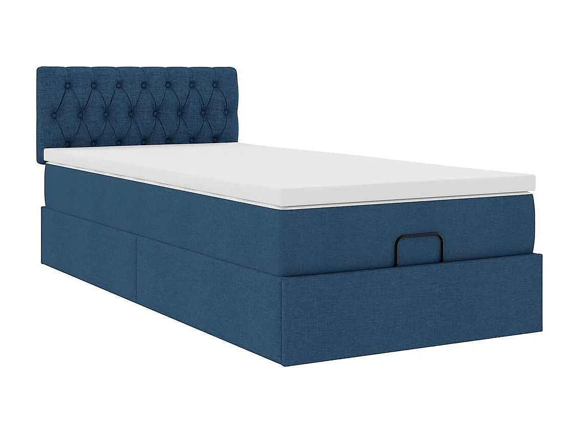 Bed met matras 90x200 cm stof blauw