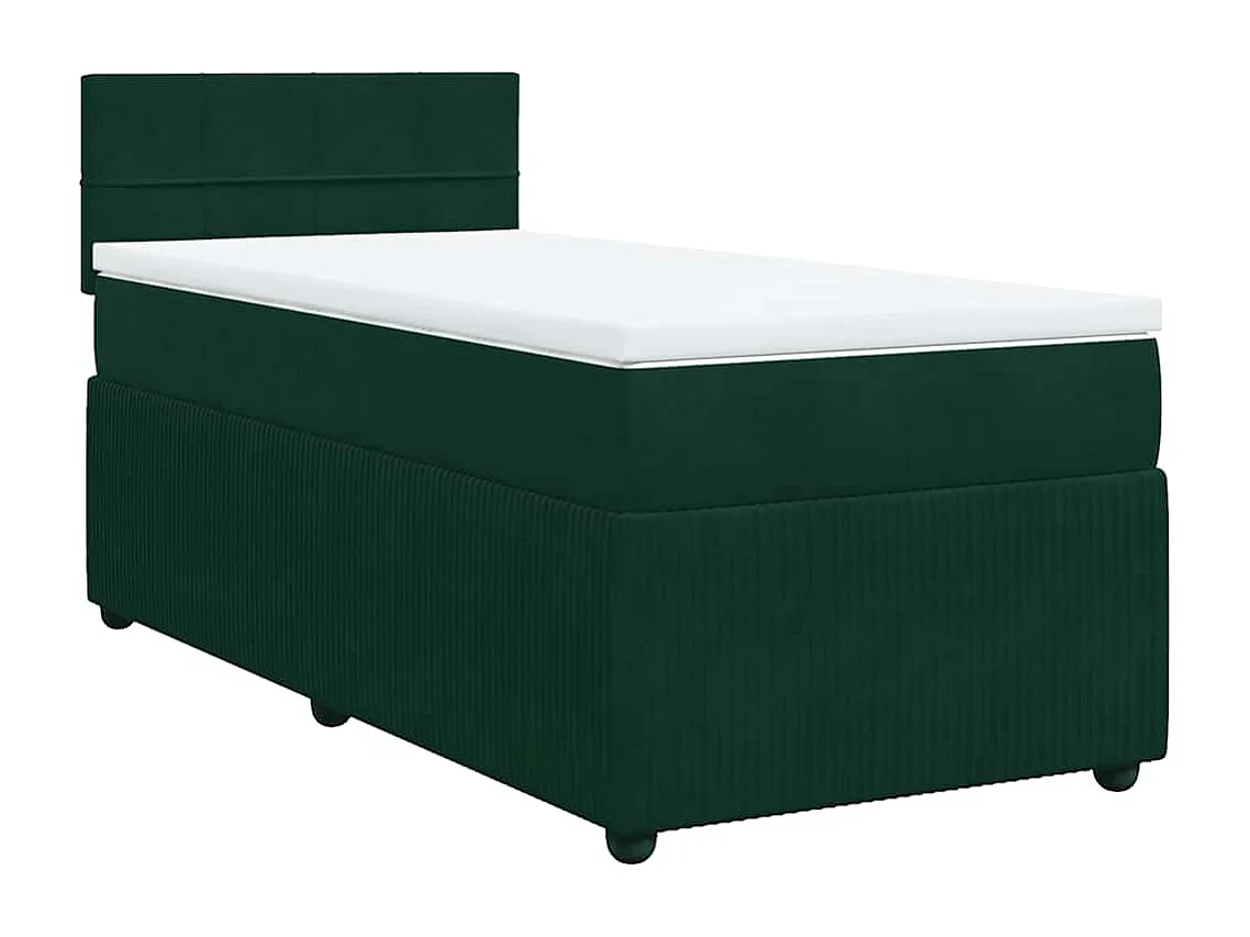 Cama box spring con colchón terciopelo verde oscuro 100x200 cm