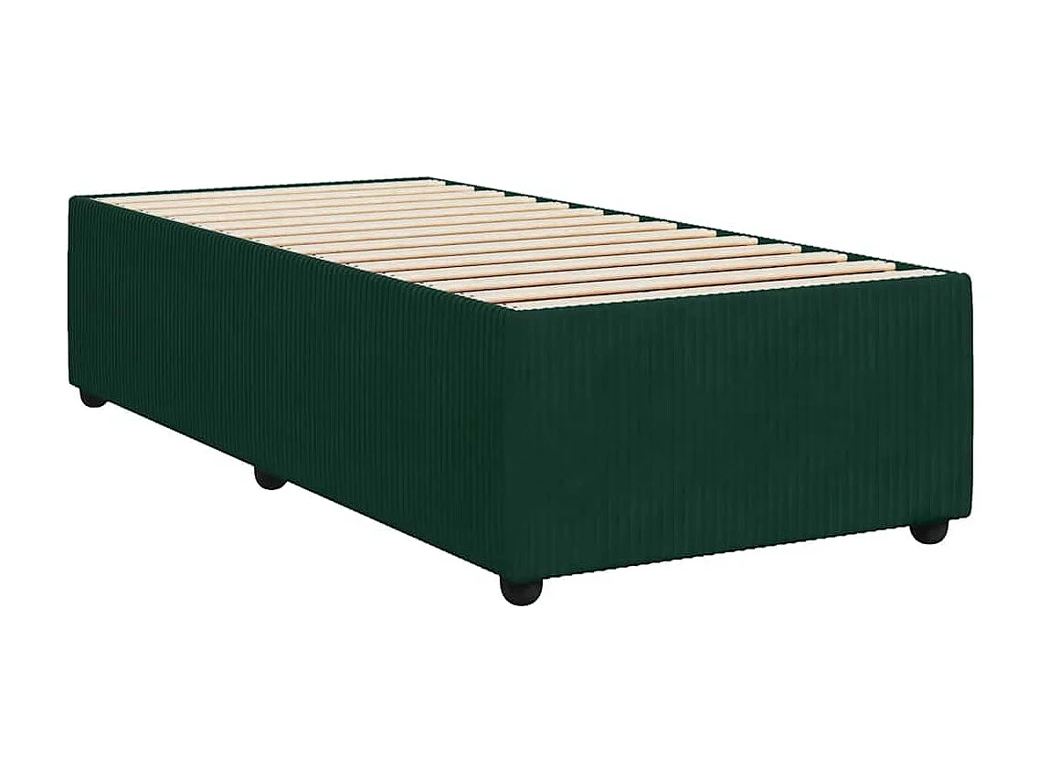 Cama box spring con colchón terciopelo verde oscuro 100x200 cm