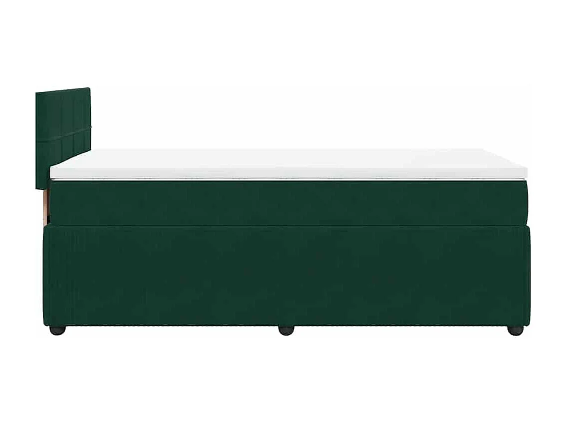 Cama box spring con colchón terciopelo verde oscuro 100x200 cm