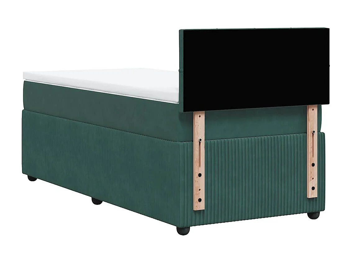 Cama box spring con colchón terciopelo verde oscuro 100x200 cm