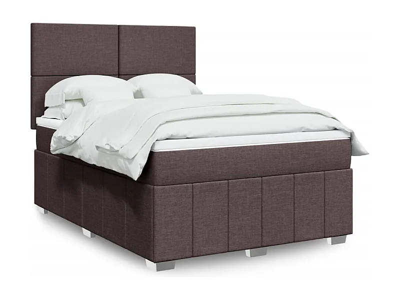 Cama com molas/colchão 140x190 cm tecido castanho-escuro