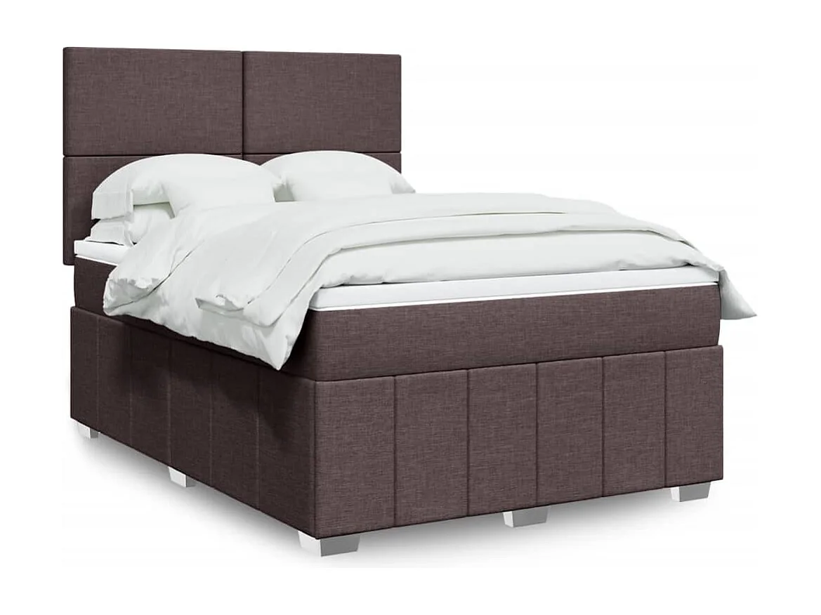 Cama com molas/colchão 140x190 cm tecido castanho-escuro