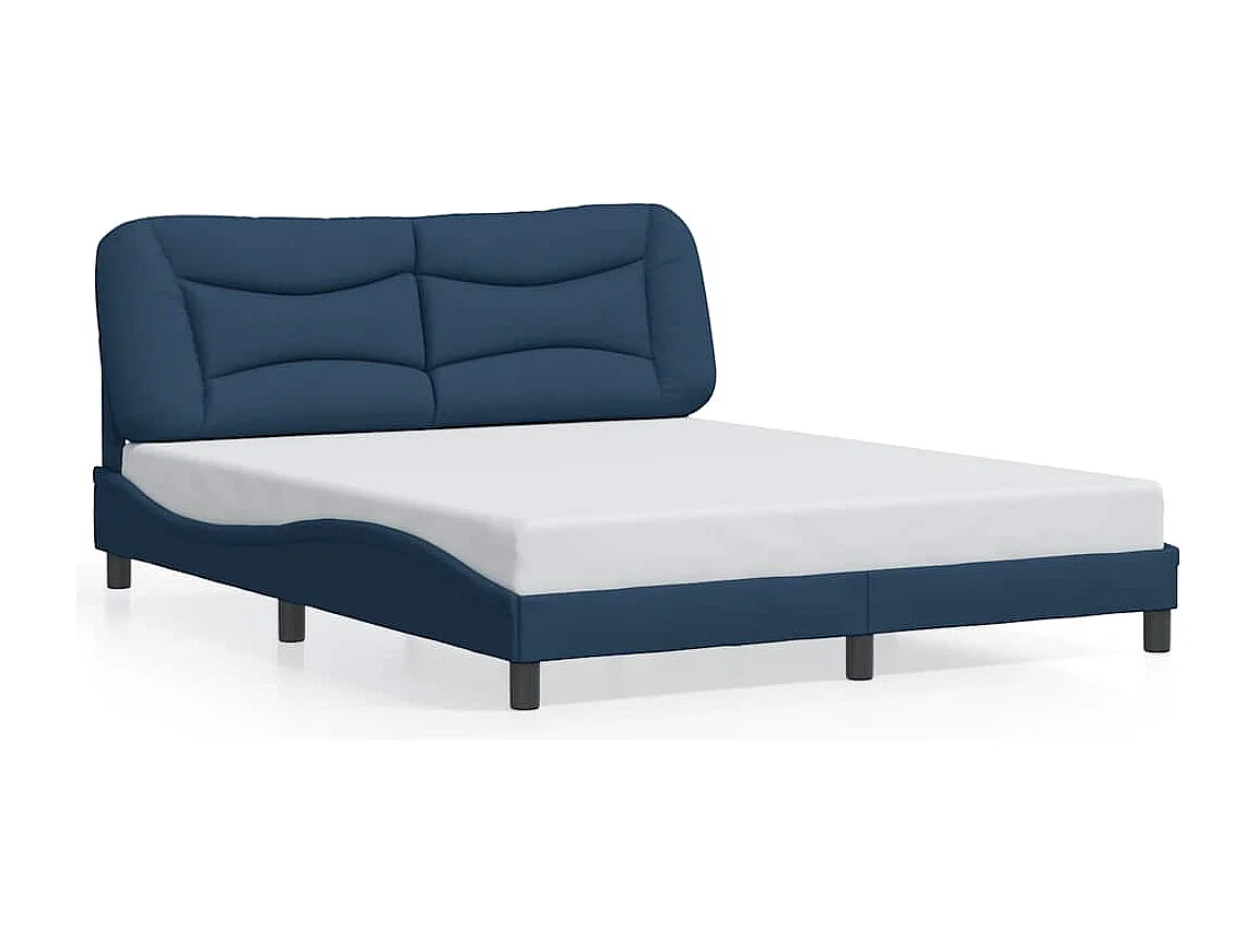 Cadre de lit sans matelas Hvar bleu 160x200 cm tissu