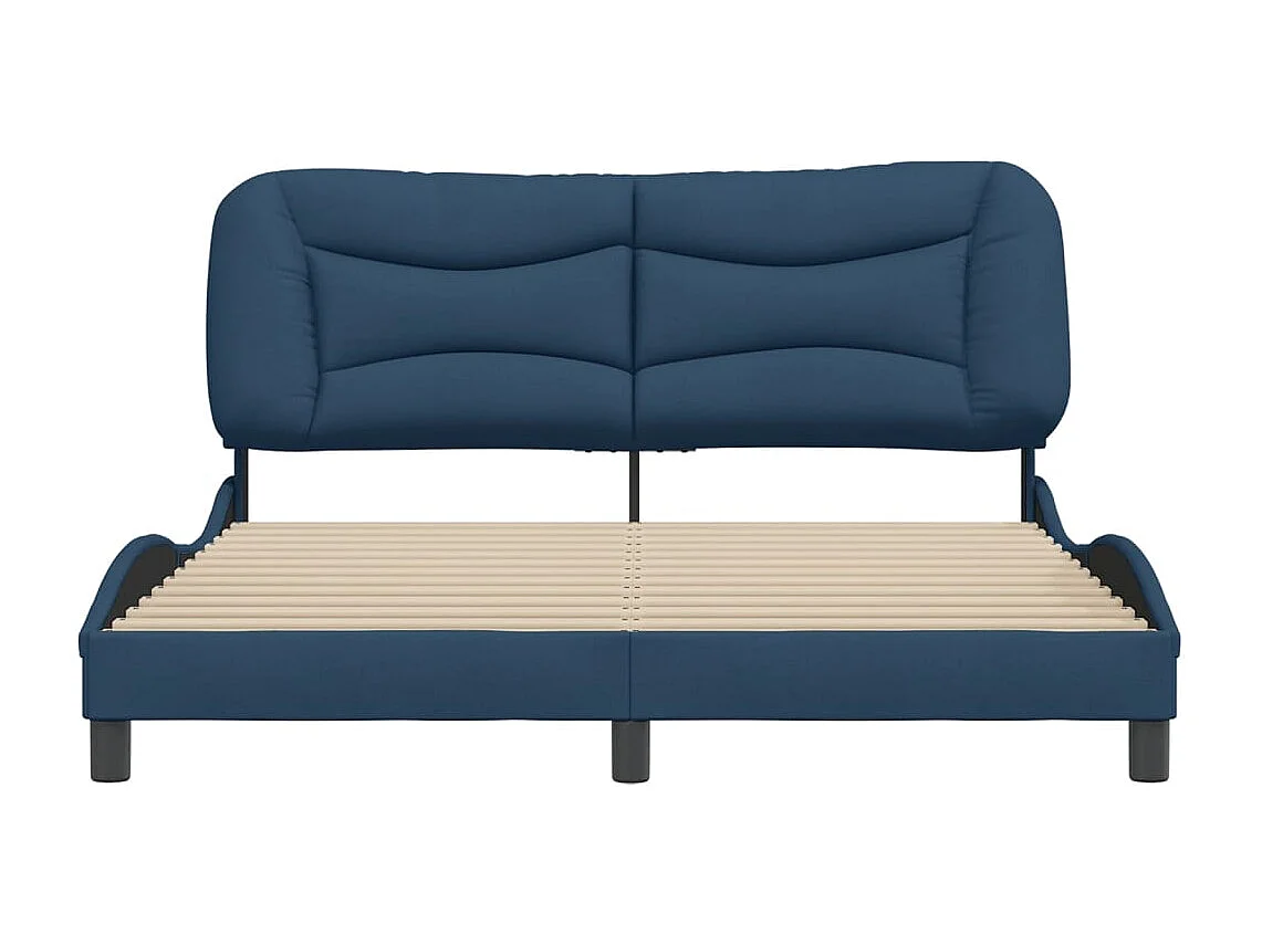 Cadre de lit sans matelas Hvar bleu 160x200 cm tissu