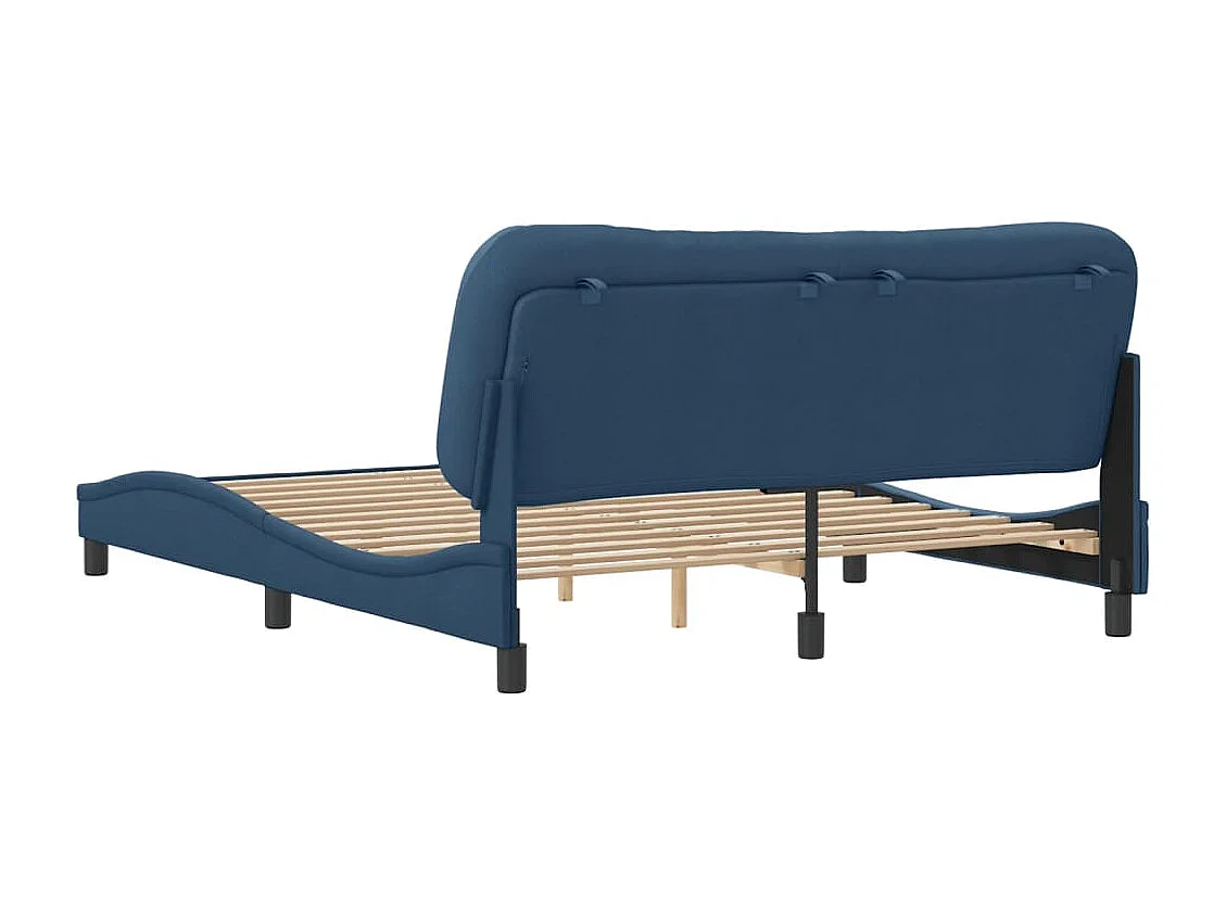 Cadre de lit sans matelas Hvar bleu 160x200 cm tissu