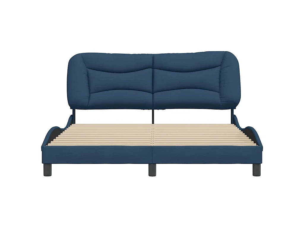Cadre de lit sans matelas Hvar bleu 160x200 cm tissu