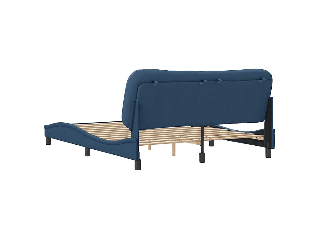 Cadre de lit sans matelas Hvar bleu 160x200 cm tissu