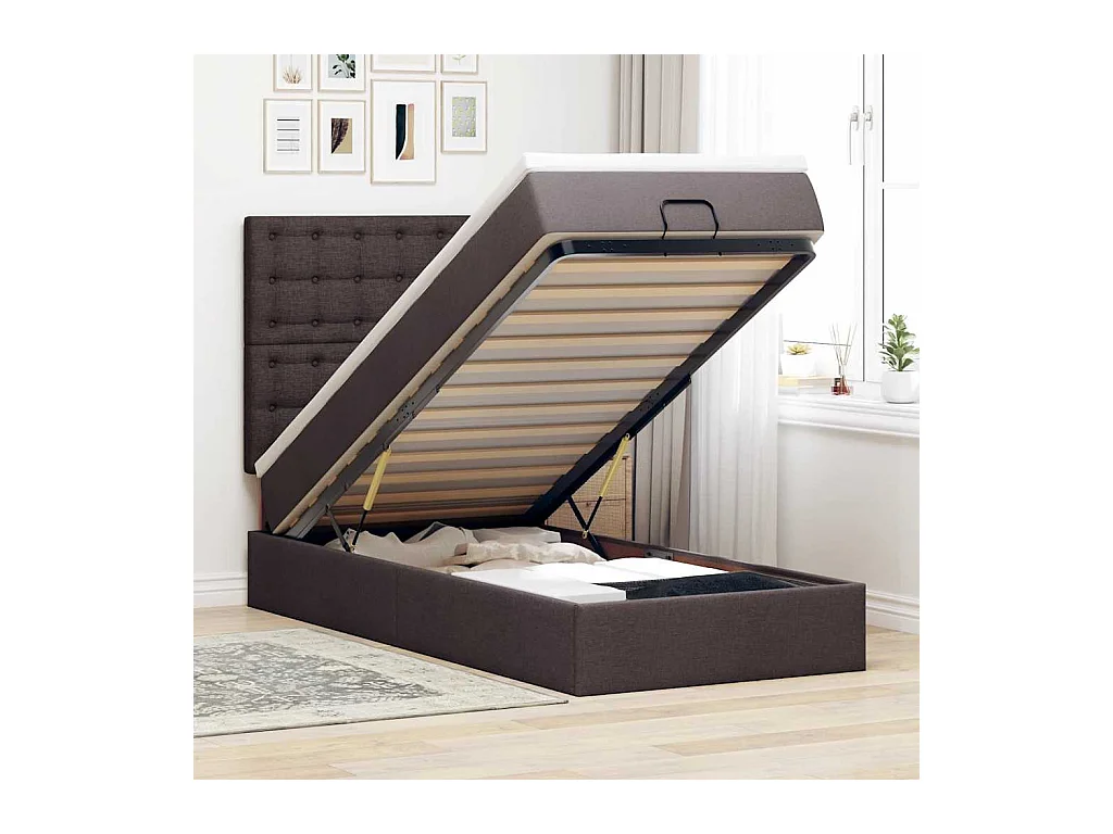 Struttura Letto Pouf con Materasso 100x200 cm in Tessuto