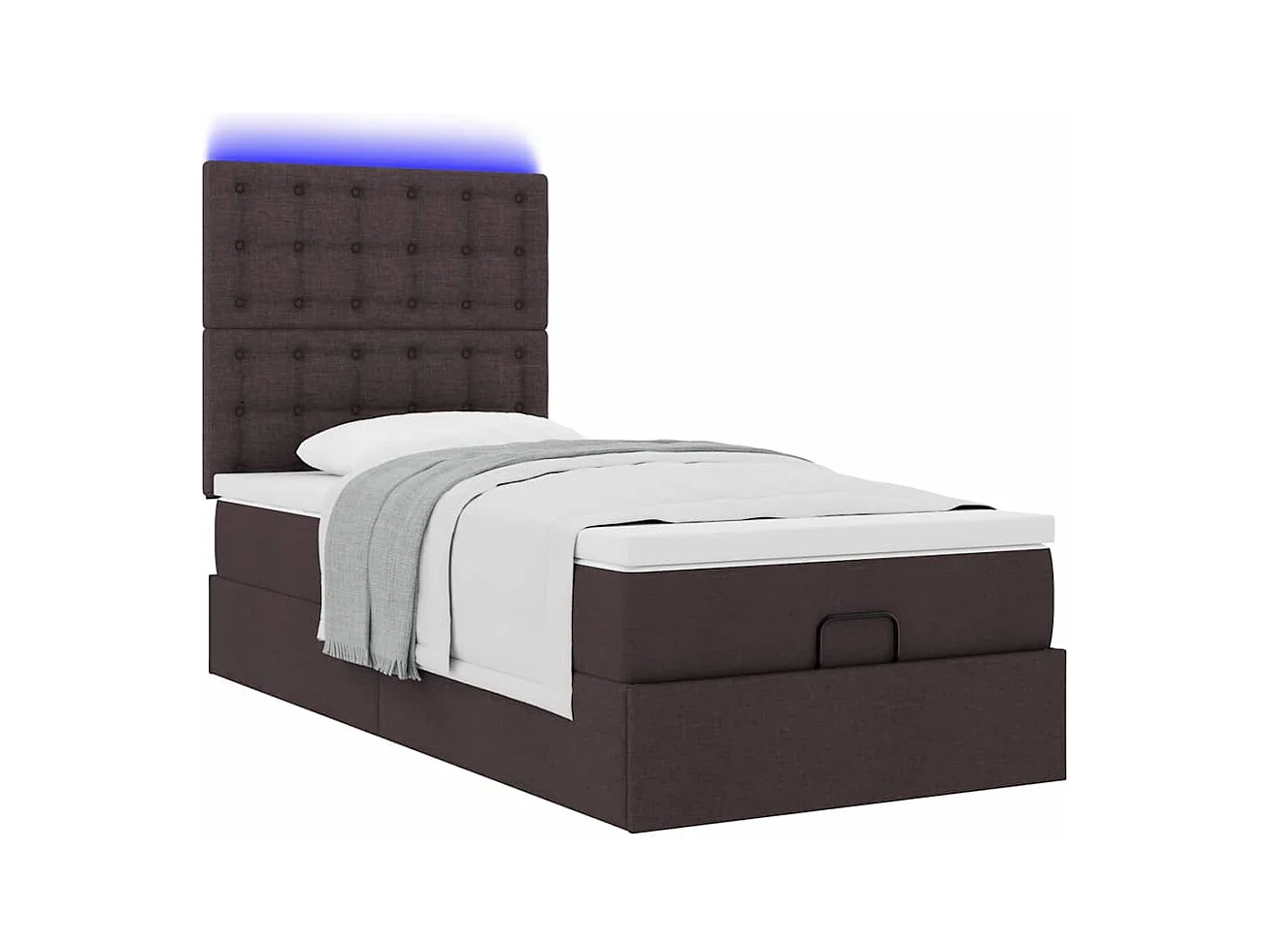 Cadre de lit ottoman avec matelas marron foncé 100x200 cm tissu