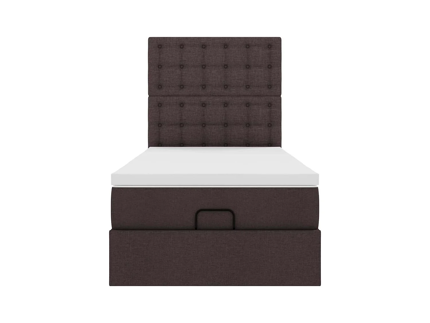 Cadre de lit ottoman avec matelas marron foncé 100x200 cm tissu