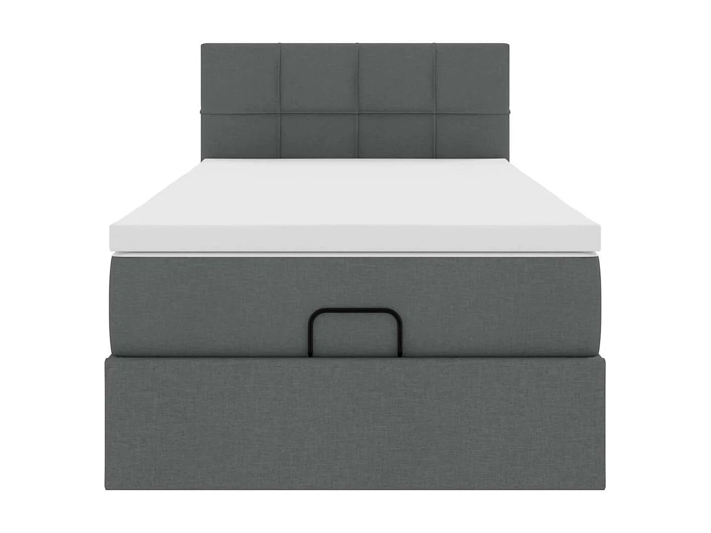 Estrutura cama otomana colchão 100x200cm tecido cinzento escuro