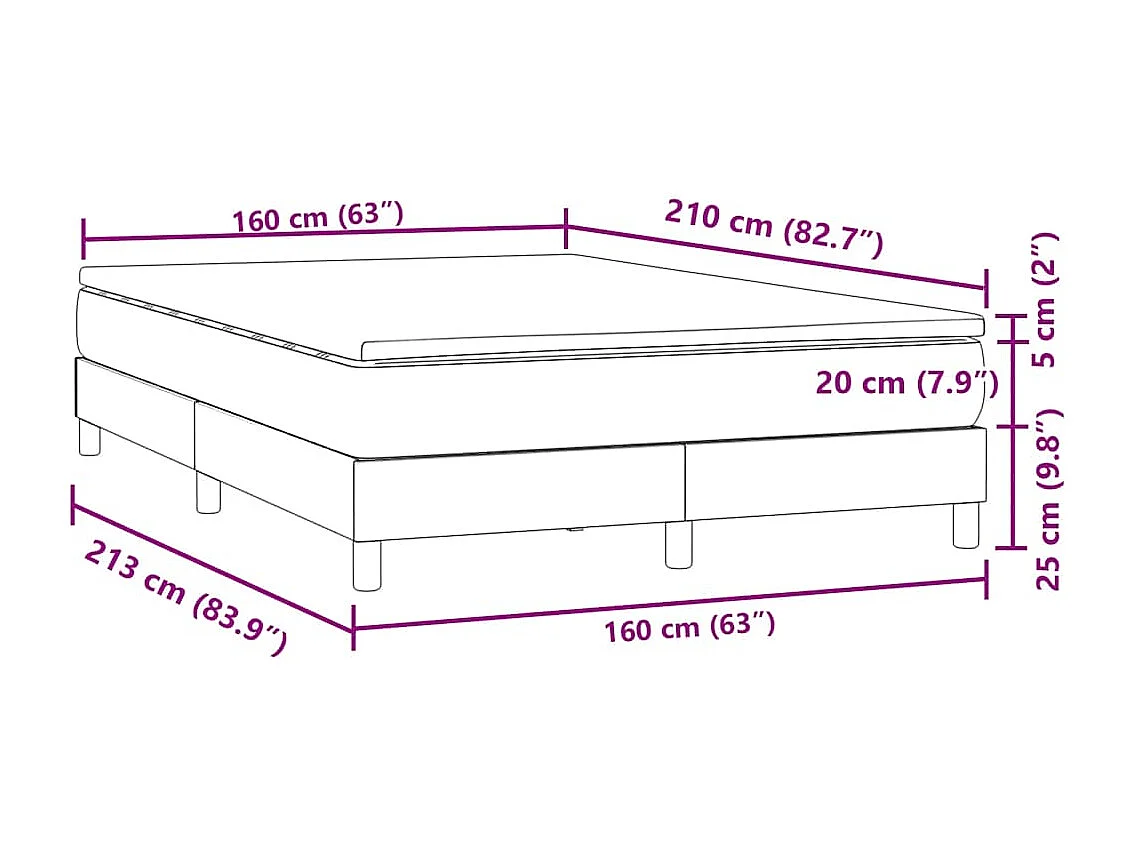 Boxspring met matras fluweel roze 160x210 cm