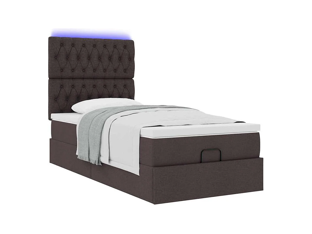Cadre de lit ottoman avec matelas marron foncé 100x200 cm tissu