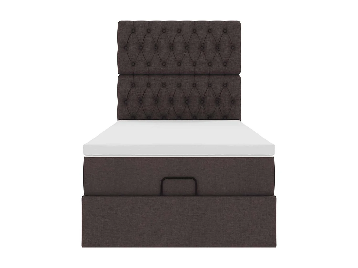 Cadre de lit ottoman avec matelas marron foncé 100x200 cm tissu