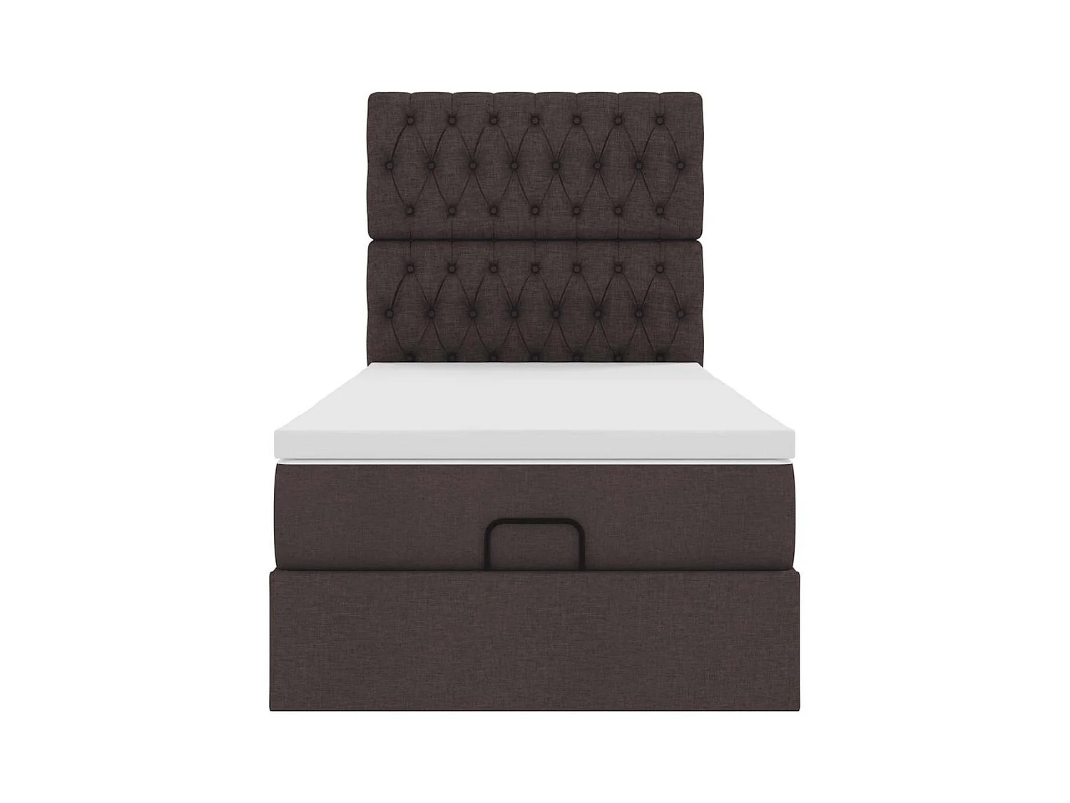 Cadre de lit ottoman avec matelas marron foncé 100x200 cm tissu