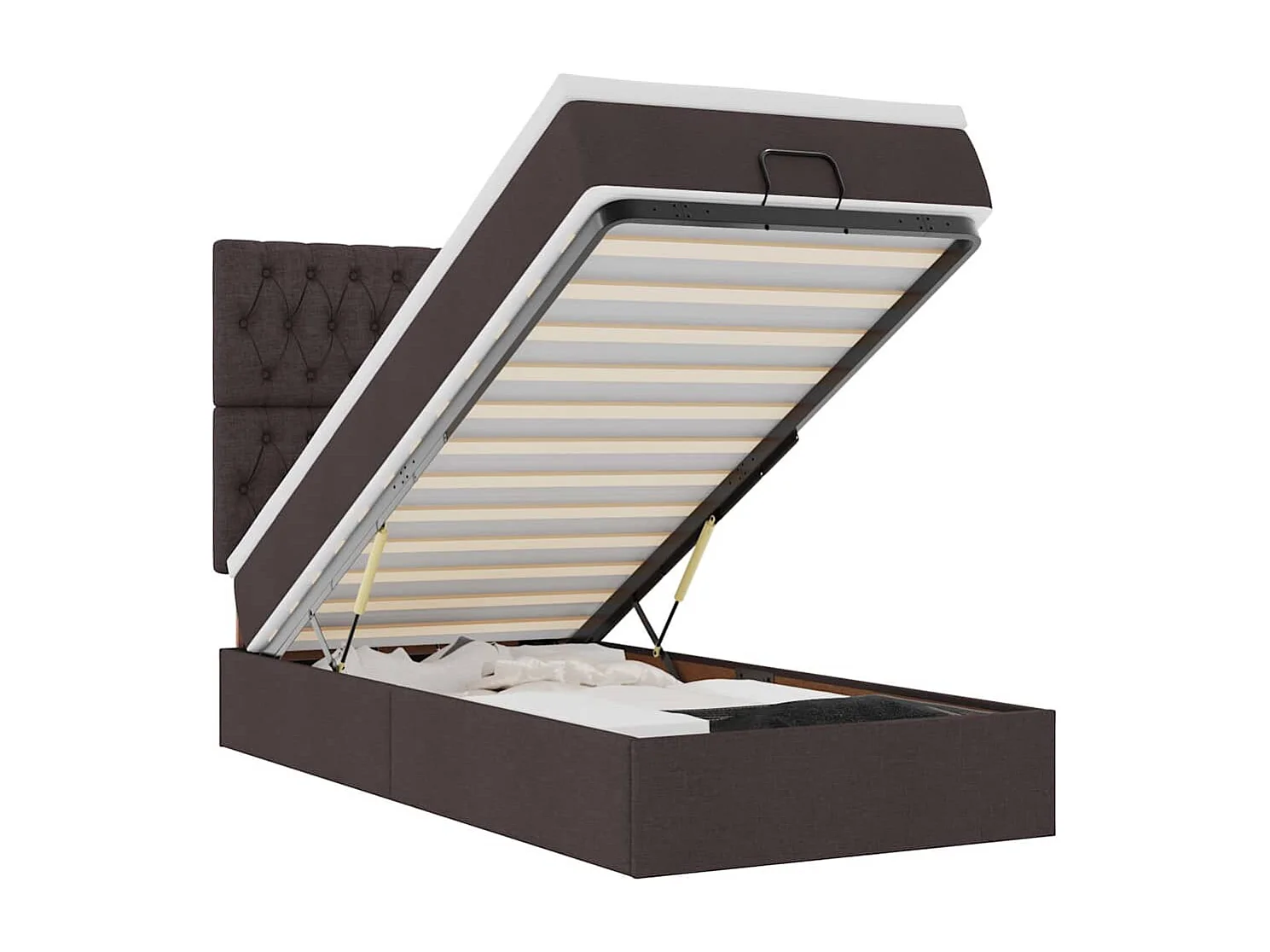 Ottoman-Bett mit Matratze & LEDs Dunkelbraun 100x200 cm Stoff